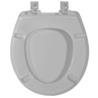 Assento Sanitário Universal  Oval Evolution Em Resina Termofixa Com Fechamento Suave Soft Close Cinza Prata Tupan