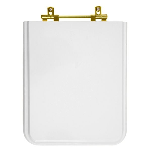 Assento Sanitário Square Branco Com Ferragem Dourada Para Vas