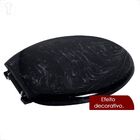 Assento Sanitário Tampa De Vaso Almofadado Mármore Preto