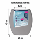 Assento Sanitário Tampa De Vaso Almofadado Quadrado Cinza