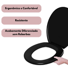 Assento Sanitário Tampa Oval Soft Preto + Lixeira Preta 6l Re