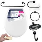 Assento Tampa Vaso Sanitário Oval Almofadado Branco + Kit Par