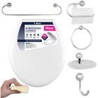 Assento Tampa Vaso Sanitário Oval Almofadado Branco + Kit Par