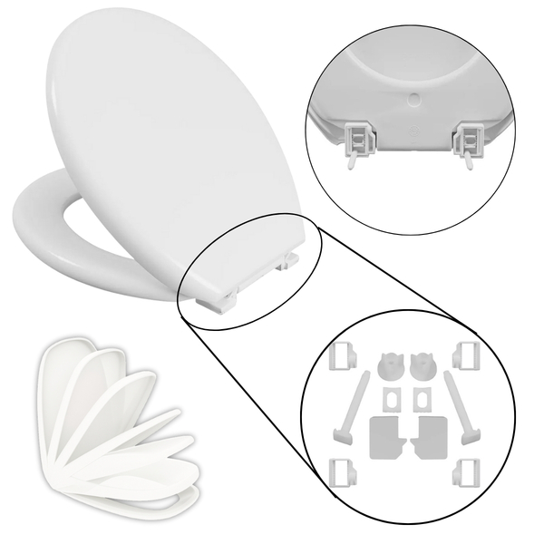 Assento Vaso Sanitário Oval Almofadado Branco + Conjunto Fixa