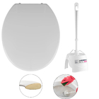 Assento Vaso Sanitário Oval Almofadado Branco + Escova Sanitá