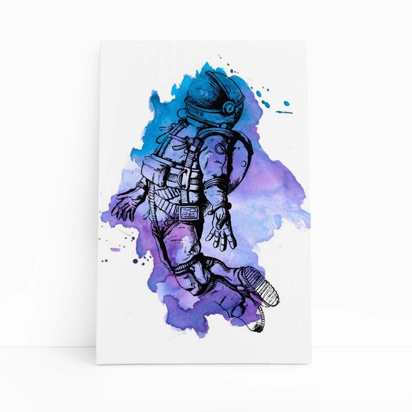 Astronauta Arte Roxa Minimalista Quadro Canvas 100x70cm