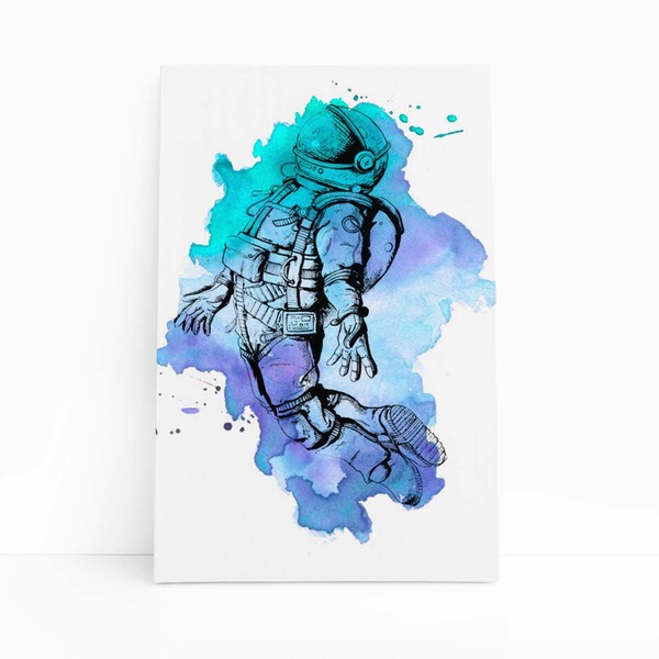 Astronauta Azul Arte Minimalista Quadro Canvas 120x80cm