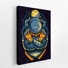 Astronauta Azul Desenho Lua Universo Quadro Canvas 140x90cm
