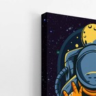 Astronauta Azul Desenho Lua Universo Quadro Canvas 60x40cm