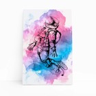 Astronauta Azul E Rosa Arte Colorido Quadro Canvas 60x40cm