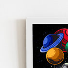 Astronauta Balanço Planetas Quadro Moldura Branca 60x40cm