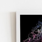 Astronauta Colorido Arte Quadro Moldura Branca 60x40cm