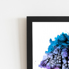 Astronauta Roxa Minimalista Quadro Moldura Preta 60x40cm