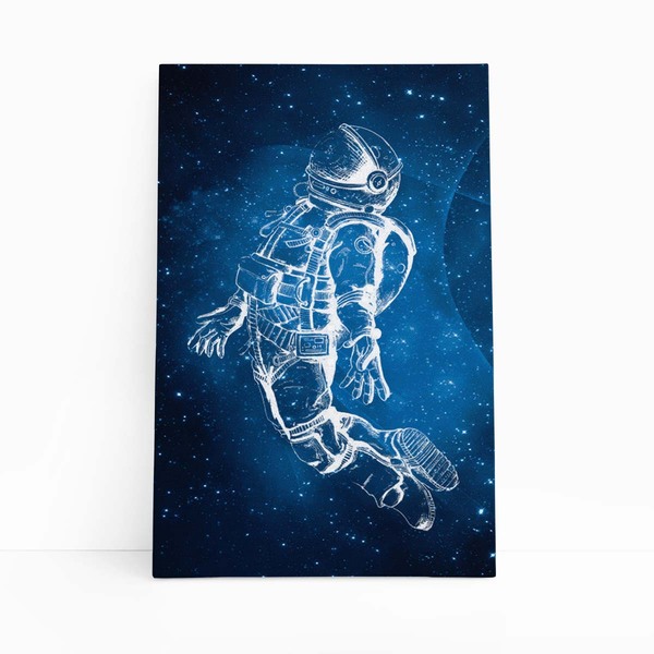Astronauta Universo Arte Azul Neon Quadro Canvas 120x80cm