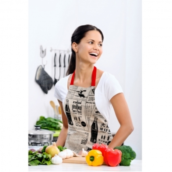 Avental Coca Cola Algodao Newspaper Branco E Preto