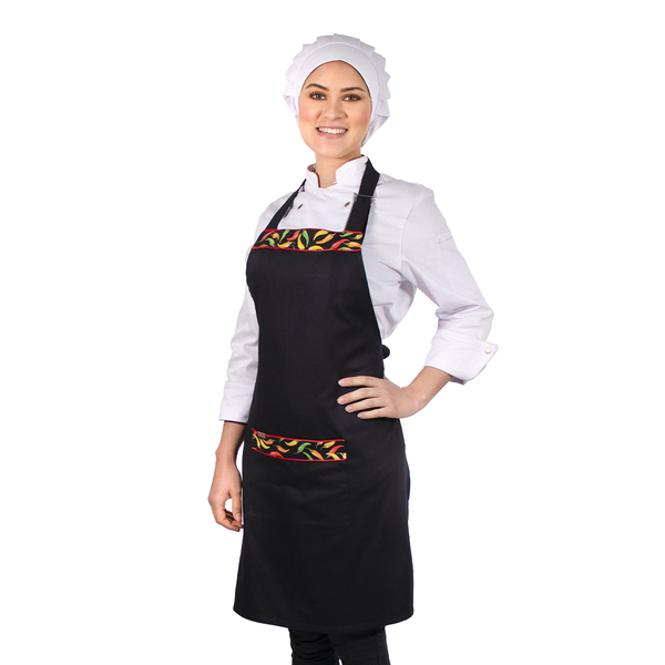 Avental Corpo Inteiro Estampa Pimenta Colorida Com Bolsos - P