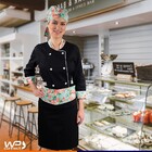 Avental De Cintura Chef De Cozinha Detalhe Floral Verde Tipo