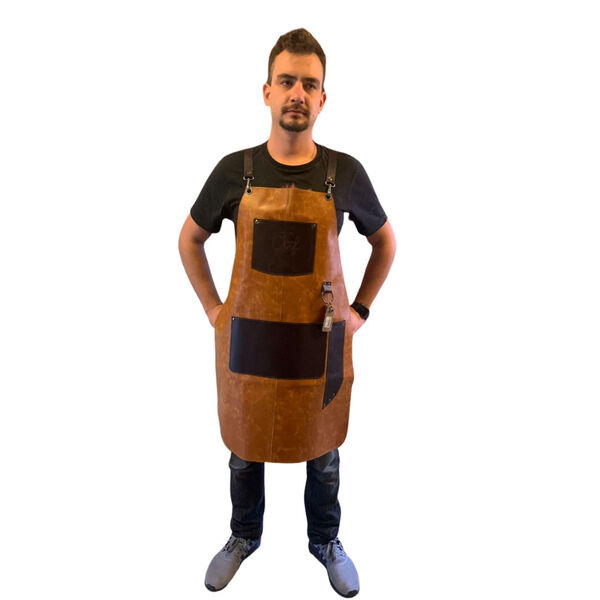 Avental Especial Em Couro Claro Churrasco - Feito No Brasil