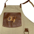 Avental Especial Em Lona Bege E Couro - Brasil