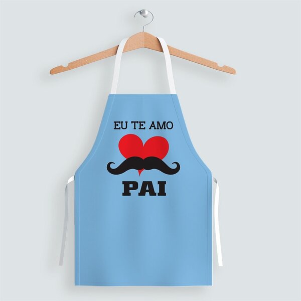 Avental Masculino Oxford Com Regulador De Altura Azul Coração