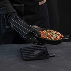 Avental Masterchef Preto Listrado Luva Descanso Kit 3 Peças U