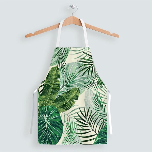 Avental Oxford Com Regulador De Altura Bege Folha Tropicais