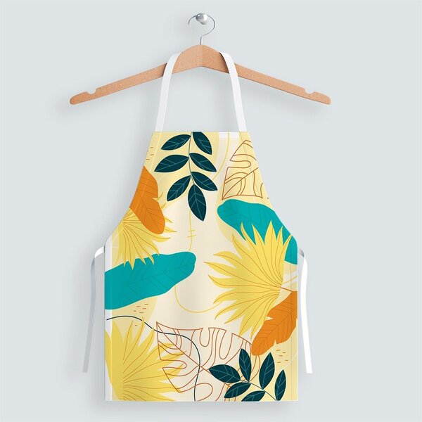 Avental Oxford Com Regulador De Altura Bege Folhas