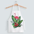 Avental Oxford Com Regulador De Altura Flamingos E Folhas