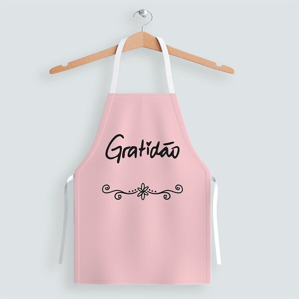Avental Oxford Com Regulador De Altura Gratidão Rosa