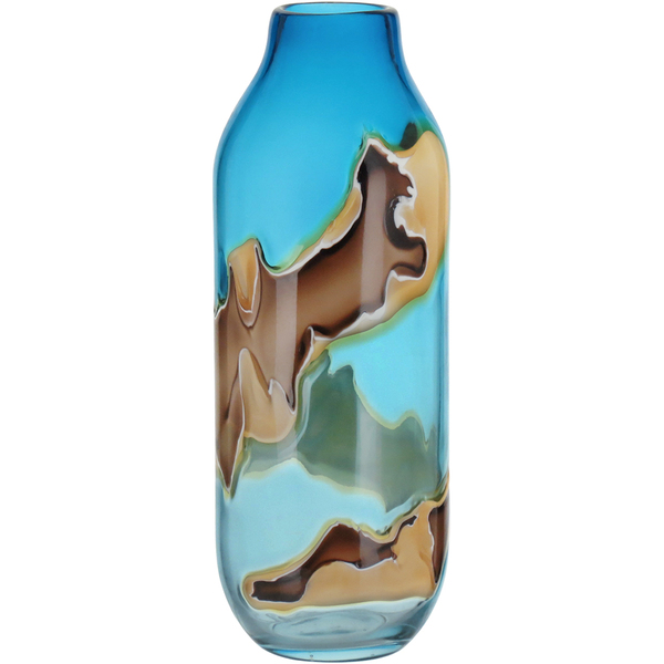 Axel Vaso Decorativo Enfeite 45x14x14cm Vidro Azul