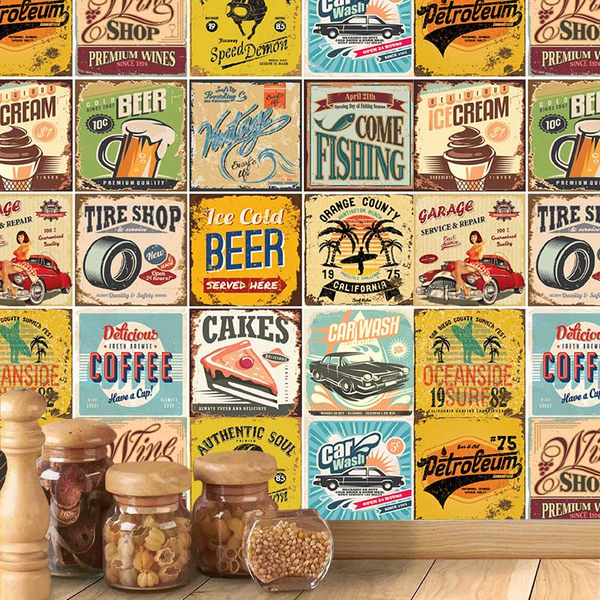 Azulejo Adesivo Lavável Retro Vintage + Kit Aplicação Completo