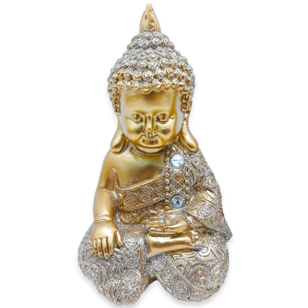 Baby Buda Tailandês Rezando Buda Meditando Brilhante 10 Cm