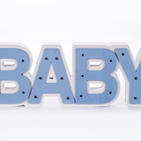 Baby Luminoso Azul Bebê Mdf Luminária Led Quarto De Menino Lu