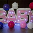 Baby Luminoso Cor De Rosa Mdf Luminária Led Quarto De Menina