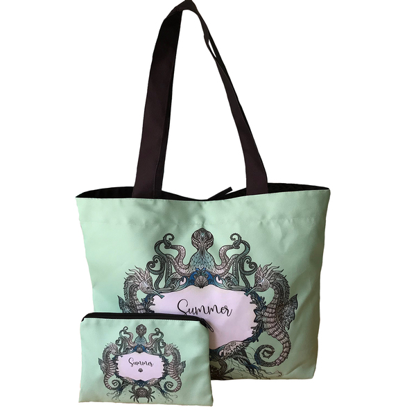 Bag Grande De Piscina E Nescessarie Em Lona Cavalo Marinho-b1