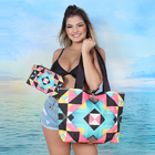 Bag Grande De Praia E Nescessarie Em Lona Geometrico-b5
