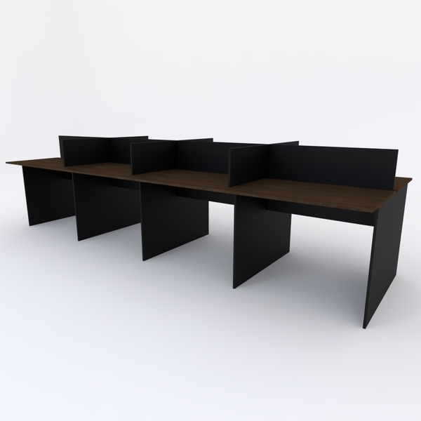 Baia De Trabalho 8 Lugares 360x120cm Acácia Volcano Com Preto