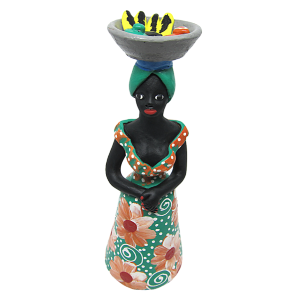 Baianas Cerâmica Alto do Moura Nicinha Otília Laranja e Verde