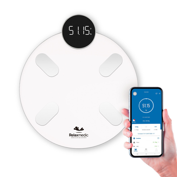 Balança Digital Corporal Bioimpedância Biofit App Bivolt Rela