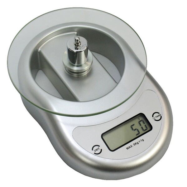 Balança Digital Luxo 5 Kg Vidro Prata Cbrn14200