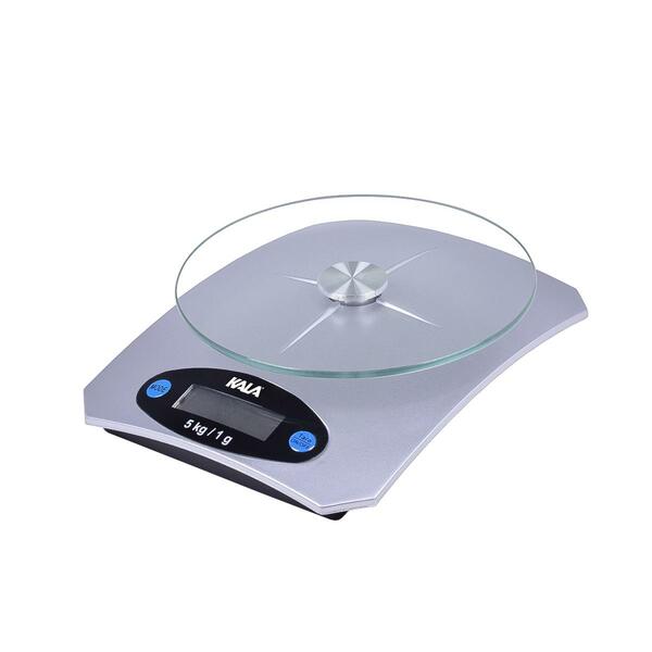 Balança Digital Para Cozinha Até 5kg Kala Base Vidro Cinza