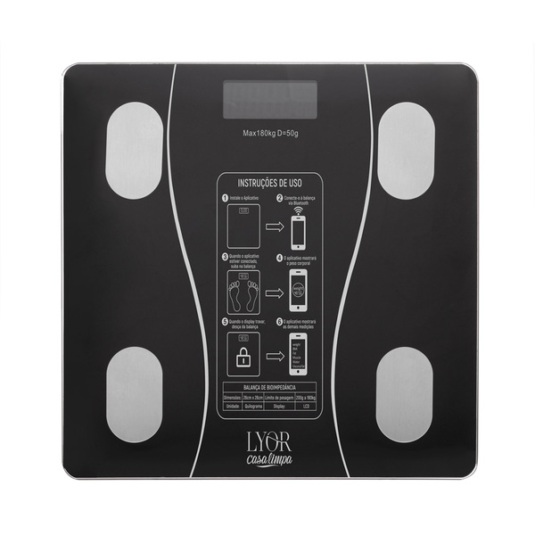 Balança Para Bioimpedância De Vidro Com Bluetooth E Aplicativ