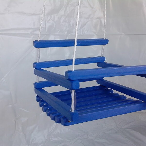 Balanço Gangorra Infantil Madeira 35x35 Azul Suporta 80 Kg