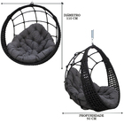 Balanço Ninho Suspenso + Mola E Mosquetão Corda Náutica Preta