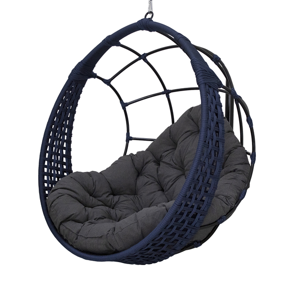 Balanço Ninho Suspenso Corda Náutica Azul Almofada Impermeáve