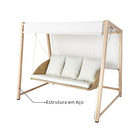 Balanço para Jardim Aço 3 Lugares Medena 216x185cm Bege Naterial