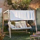 Balanço para Jardim Aço 3 Lugares Medena 216x185cm Bege Naterial