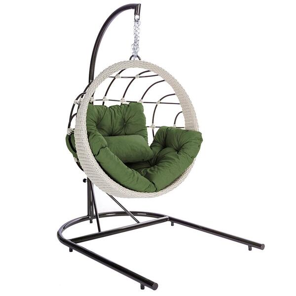 Balanço Suspenso Com Suporte Perola Areia A09 (ninho) Em Alum