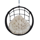 Balanço Suspenso Ninho Corda Náutica Preta Almofada Impermeáv