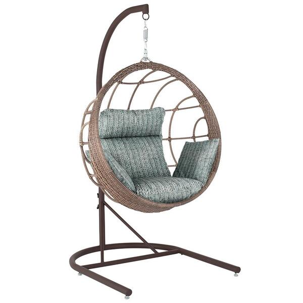 Balanço Suspenso Ninho Em Aluminie Fibra Capuccino E Suporte